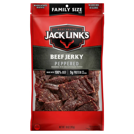 Jack Link’S 100% Beef Peppered Beef Jerky 10Oz Resealable Bag