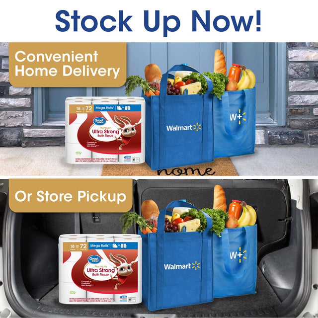Great Value Ultra Strong Toilet Paper, 12 Mega Rolls