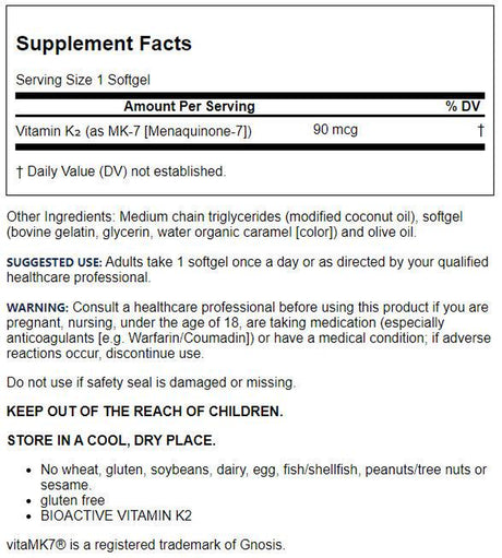 Jarrow Formulas MK-7, 90 Mcg, 120 Softgels