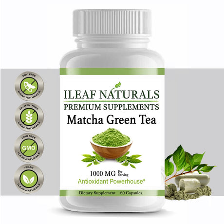 Ileaf Naturals Matcha Green Tea Ceremonial-Grade - 60 Veggie Capsules