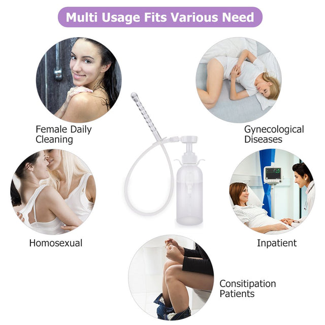 Hailicare Enema Kit - 300Ml Anal or Vaginal Douche Cleaner Kit for Men or Women with 2 Nozzle Tips - Easy to Use and Comfortable Cleaner