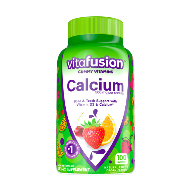 Vitafusion Chewable Calcium Gummy Vitamins, Fruit and Cream Flavored, 100 Count