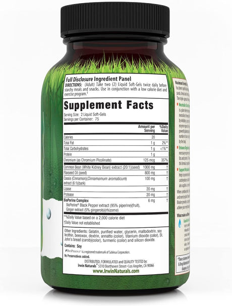 Irwin Naturals Maximum Strength 3-In-1 Carb Blocker - Neutralize Carbohydrates and Support Metabolism - 150 Liquid Softgels Twin Pack