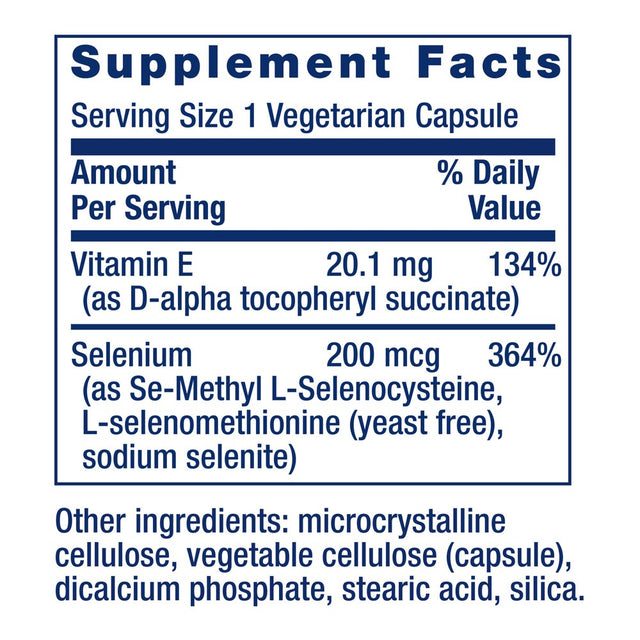 Life Extension Super Selenium Complex, 200 Mcg – 3 Forms of Selenium, Vitamin E – Cellular Health & Longevity Support – Gluten-Free, Non-Gmo, Vegetarian, 1 Daily – 100 Capsules