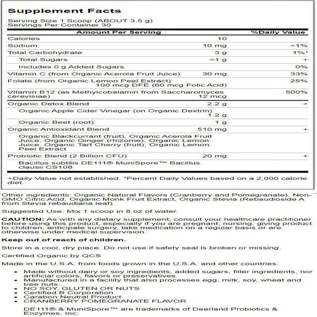 Garden of Life Beets Detox with Apple Cider Vinegar - Cranberry Pomegranate