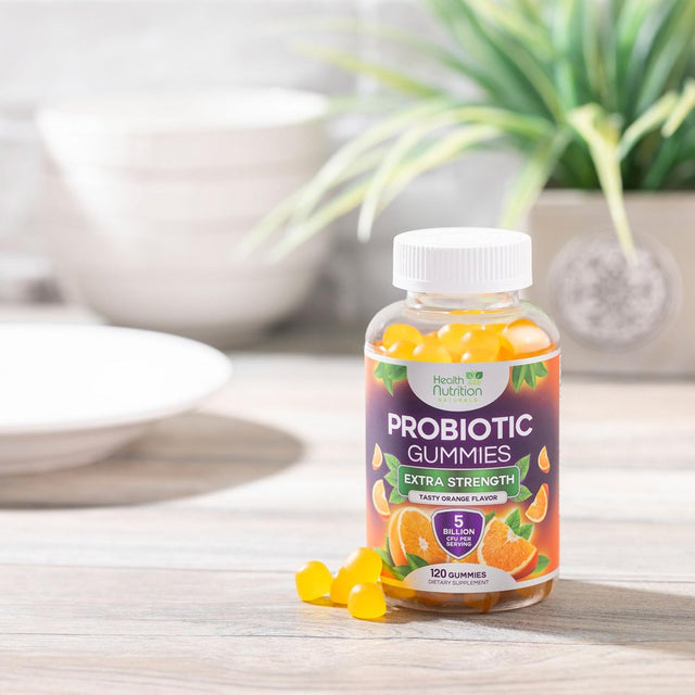 Daily Probiotic Gummy for Women & Men'S Digestive Health, Extra Strength 5 Billion CFU, Acidophilus Probiotics Supplement Vaginal & Urinary Health Support, Vegan, Non-Gmo, Orange Flavor - 120 Gummies