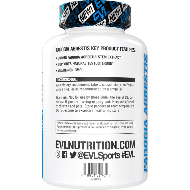 Fadogia Agrestis 600Mg 10:1 Extract - Invigorating Fadogia Agrestis Extract Pills for Increased Strength Drive Power and Performance - Evlution Nutrition Testosterone Booster for Men