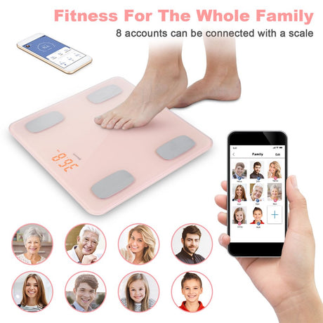 Himaly Digital Body Weight Scale for Body Fat, BMI with Smartphone App Sync Bluetooth, 400 Lbs Pink