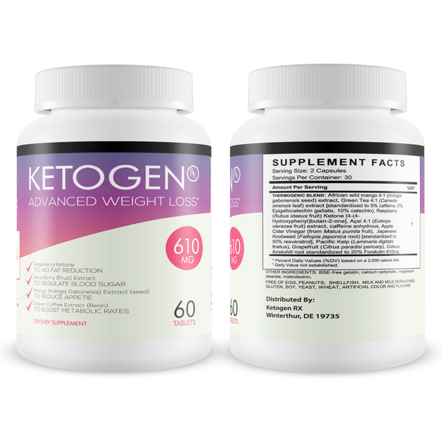 Ketogen RX - Advanced Weight Loss - Burn Fat Not Carbs - Keto Diet Supplement for Natural Weight Loss - 30 Day Supply