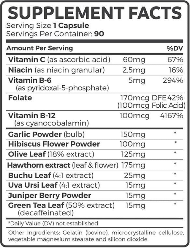 Healths Harmony Natural Blood Pressure Support Supplement - Support Healthy Blood Pressure & Circulation with Hawthorn Berry Extract - 90 Capsules