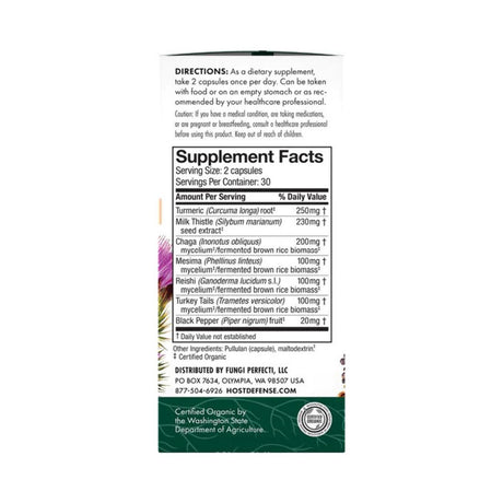 Host Defense, Mycobotanicals Liver Capsules, Supports Liver Health and Detoxification, Mushroom and Herb Supplement, 60 Capsules, Unflavored