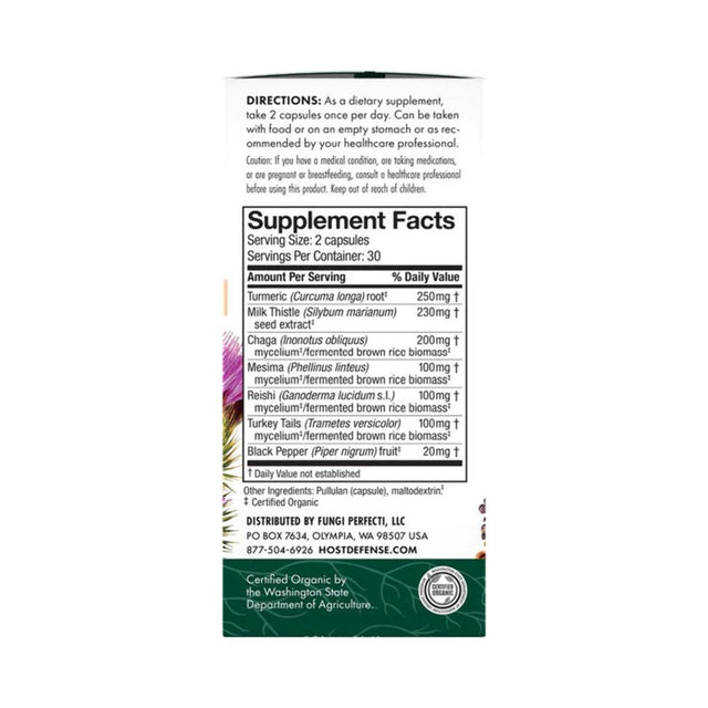 Host Defense, Mycobotanicals Liver Capsules, Supports Liver Health and Detoxification, Mushroom and Herb Supplement, 60 Capsules, Unflavored