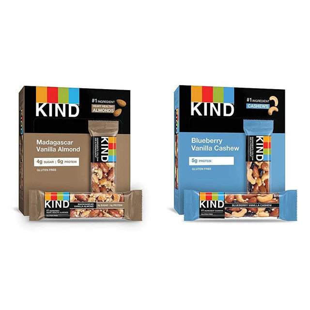 KIND Bars, Blueberry Vanilla & Cashew, Gluten Free, Low Sugar, 1.4Oz, 12 Count