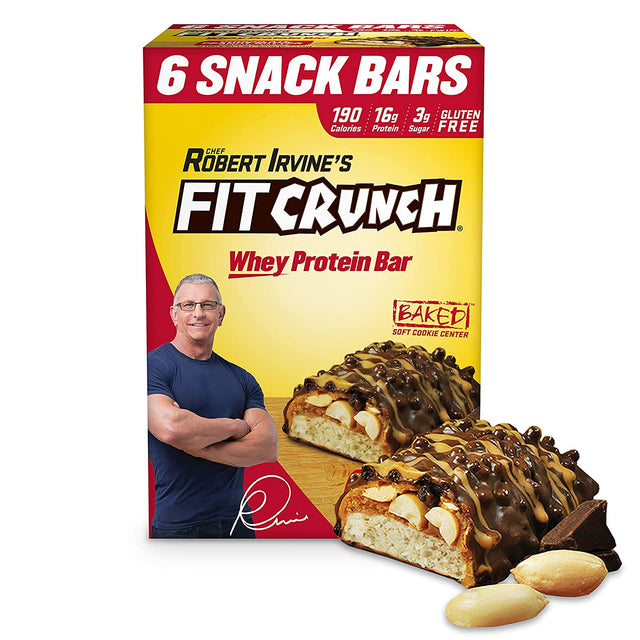 FITCRUNCH Snack Size Protein Bars, Designed by Robert Irvine, World’S Only 6-Layer Baked Bar, Just 3G of Sugar & Soft Cake Core (Chocolate Peanut Butter)