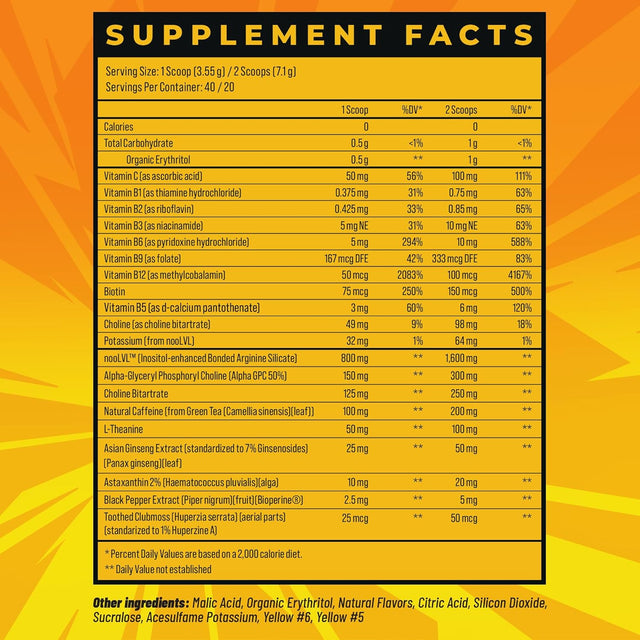 Advanced Focus Mtashed Mango Splash - Focus and Concentration Formula with Noolvl - Mental Clarity & Energy Boost for Gaming, Work & Study - Sugar Free & Keto Friendly - (40 Servings)
