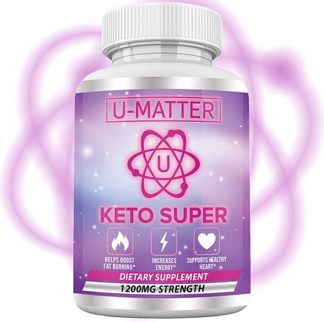 KETO SUPER Apple Cider Vinegar Capsules with Mother + Green Tea Ketones (High Potency 1200 Mg) 6X Weight Reducing Pills for Super Rapid Burn, Utilize Fat for Energy, Enhance Your Diet – U-Matter 60 CT