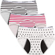 INNERSY Big Girls' Period Panties Menstrual Underwear for First Period Starter 3-Pack (S(8-10 Yrs), Dot&Stripe)