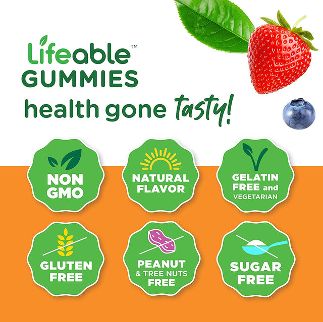 Lifeable Sugar Free Prebiotics Fiber for Adults - 4G - Great Tasting Natural Flavored Gummy Supplement - Keto Friendly - Gluten Free, Vegetarian, GMO Free - for Gut and Digestive Health - 90 Gummies