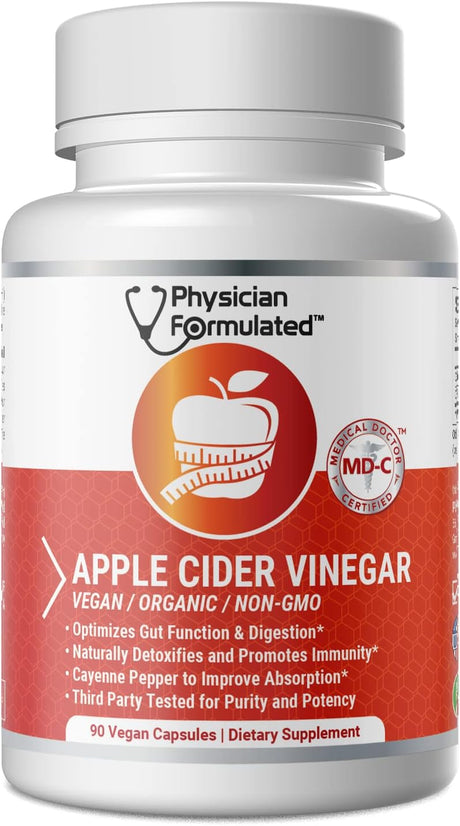 100% Organic Apple Cider Vinegar Capsules 750Mg in Just 1 Pill Pure Raw Apple Cider Vinegar with Cayenne Pepper for Natural, Fast Detox and Cleanse 90 - Capsules