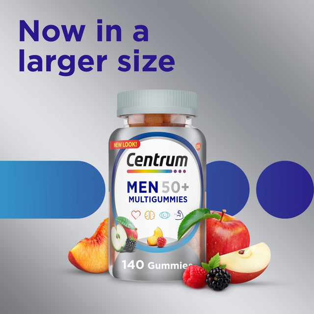 Centrum Multigummies Mens 50 plus Gummy Vitamins, Multivitamin Supplement, Assorted Fruit Flavor, 140 Count