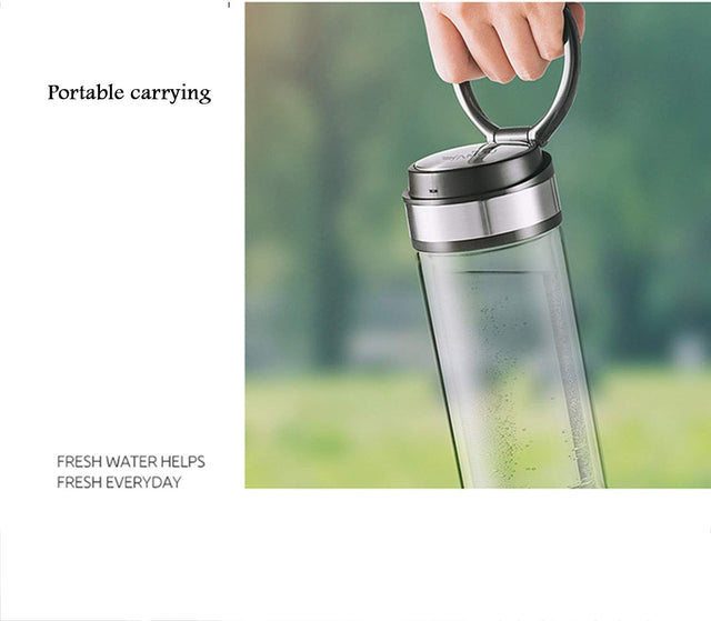 Portable 3 Minute Hydrogen-Rich Water Bottle Rechargeable High Concentration Hydrogen Generator Glass Bottle Anti-Aging Anti-Oxidation Alkaline Water Generator, 350Ml