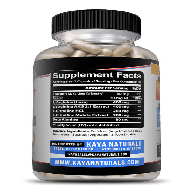 Kaya Naturals Nitric Blast 60Ct, L-Arginine NO2, Natural Testosterone Booster