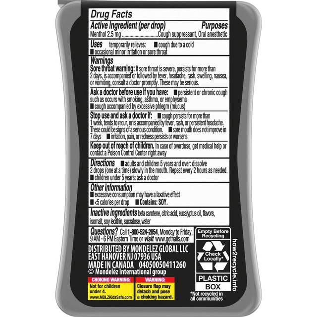 HALLS Minis Honey Lemon Flavor Sugar Free Cough Drops, 24 Drops