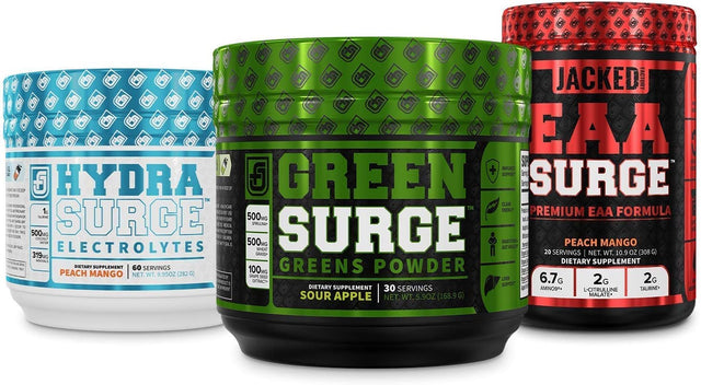 Green Surge Green Superfood Powder, Hydrasurge Electrolyte Hydration Supplement, EAA Surge EAA Supplement
