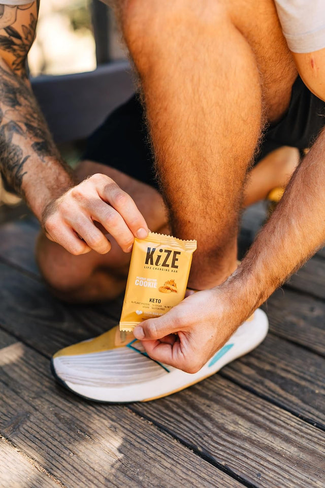 Kize Keto Energy Bar, 1G Sugar, 4G Net Carbs, 8G Plant Based Protein, Peanut Butter Cookie, Vegan, Gluten Free, Low Sugar, Low Carb, Non-Gmo, Soy Free, Mission Based, Made in the USA (10 Count)