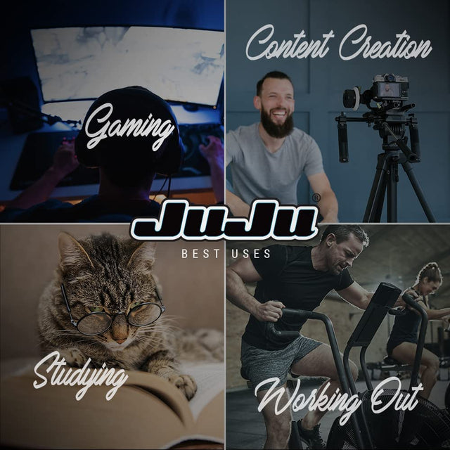 JUJU Gaming Energy Powder Packets + 18Oz Shaker, 8 Single-Serve Variety Packets in Blue Raspberry, Bomber Pop, Tropical Juggernaut & Grapesicle