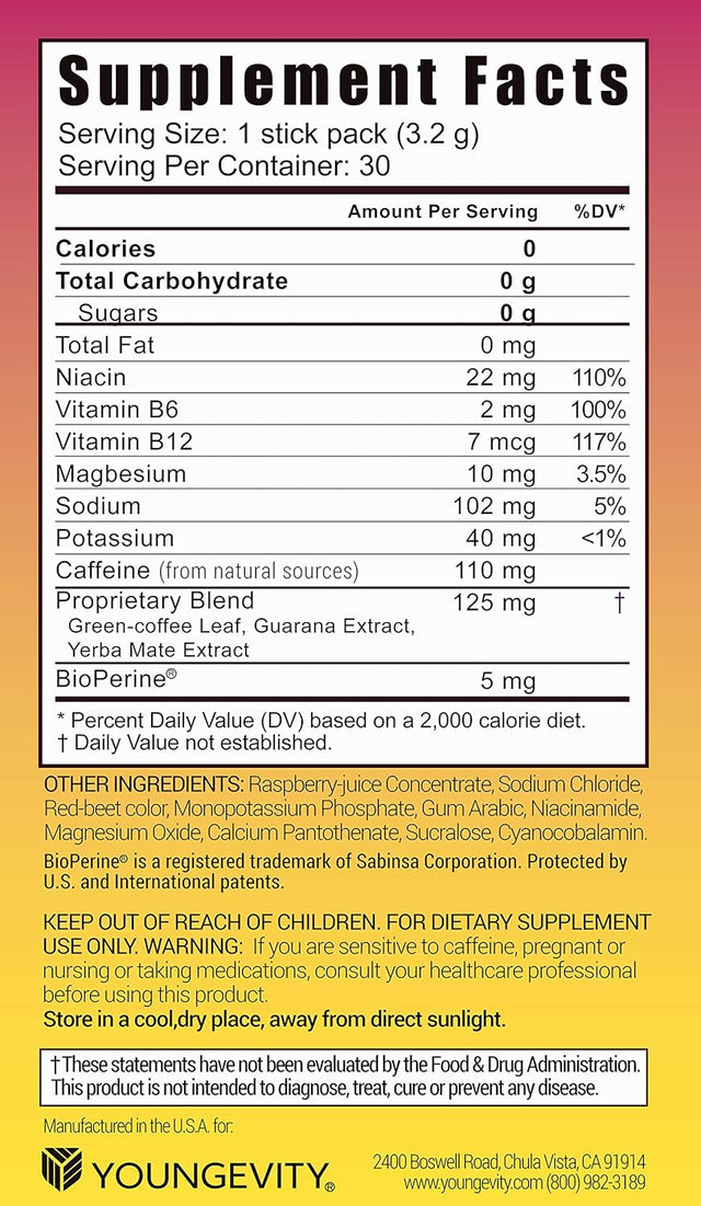 Hydration Supplements - Energy Drink Mix – Raspberry Electrolytes Powder Packets – up to 60 Servings - Formerly GO Stik - plus Gift