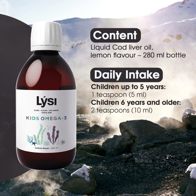 Lysi Natural Omega 3 for Kids [Boost Growth and Brain Development] , Supplements for Children [No Fish Taste], Scrumptious Lemon Flavor Fish Oil with EPA and DHA 280 Ml