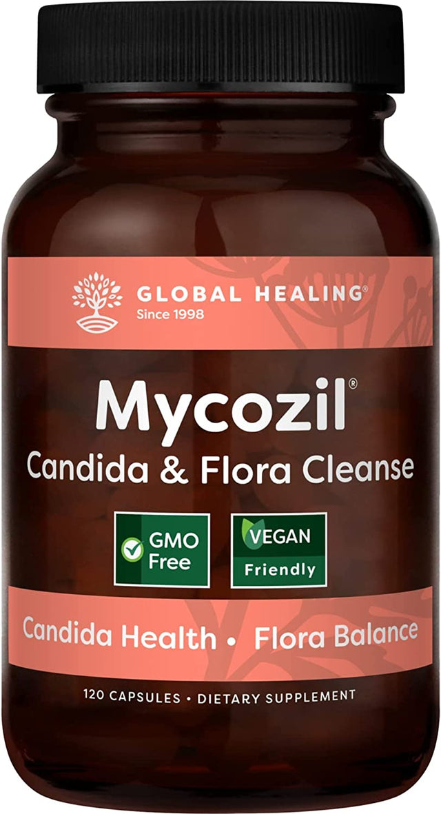 Global Healing Center Mycozil & Oxy-Powder Kit - Vegan Supplement Support Detox of Candida & Harmful Organisms for Gut Health, Oxygen Based Colon Cleanser of Intestinal Tract - 180 Capsules Total