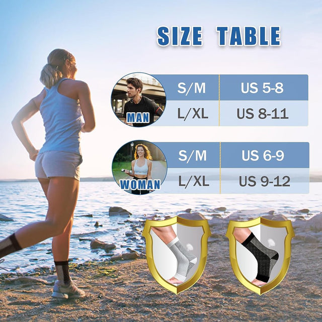 2 Pairs Compression Socks for Women and Men, Soothe Relief Socks for Neuropathy Pain, Comprex Ankle Sleeves Plantar Fasciitis Compression Socks for Neuropathy Pain Foot Swelling (White,L/Xl)