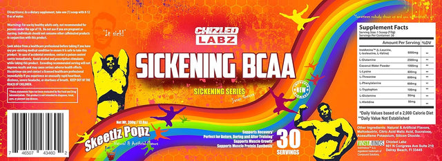 Sickening BCAA Sports Supplement - Recovery Energy Reps & Muscle Growth (Skeetlz Popz)