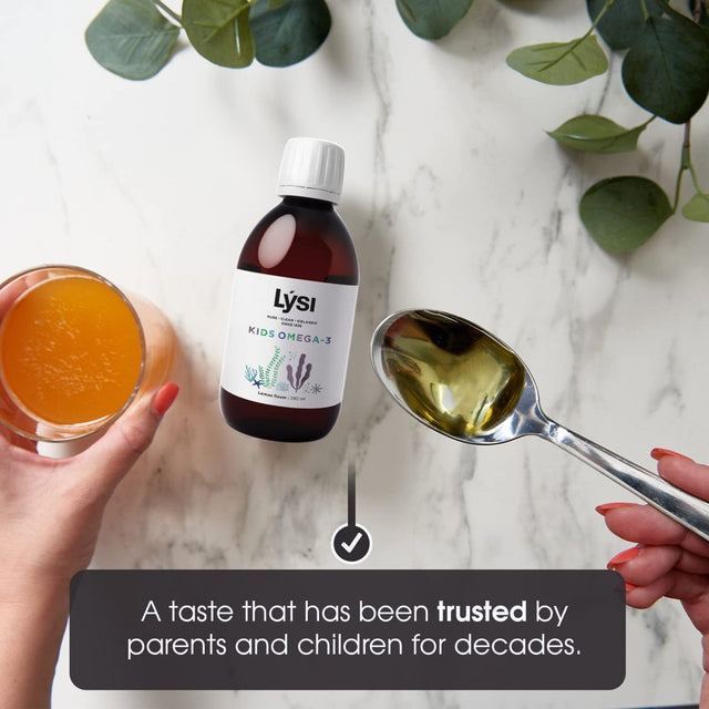 Lysi Natural Omega 3 for Kids [Boost Growth and Brain Development] , Supplements for Children [No Fish Taste], Scrumptious Lemon Flavor Fish Oil with EPA and DHA 280 Ml