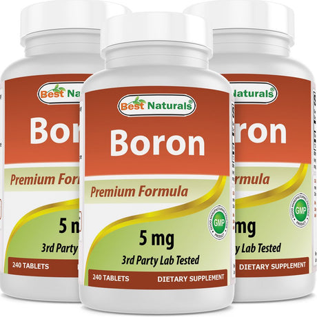3 Pack Best Naturals Boron 5 Mg 240 Tablets | Boron Supplements Support Healthy Hormonal Balance and Bone Strength