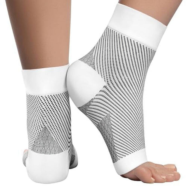 KEMFORD Ankle Compression Sleeve - 20-30Mmhg Open Toe Compression Socks for Swelling, Plantar Fasciitis, Sprain, Neuropathy - Brace for Women and Men