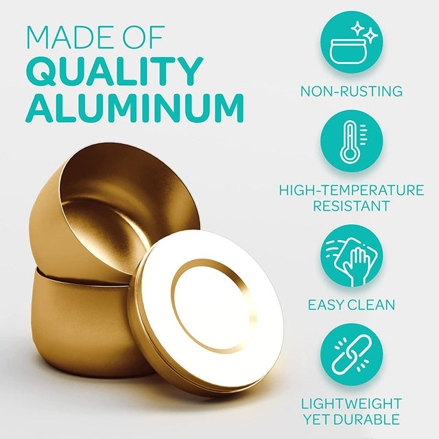 Hearts & Crafts Candle Tins Jars with Lids for Making Candles - 8Oz, 24 Pack - Gold