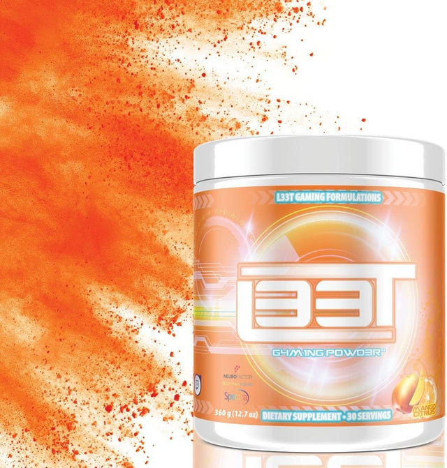 L33T Gaming Powder | Mango Citrus | 30 Servings | 12.7Oz | Gaming: Energy + Focus Enhancer