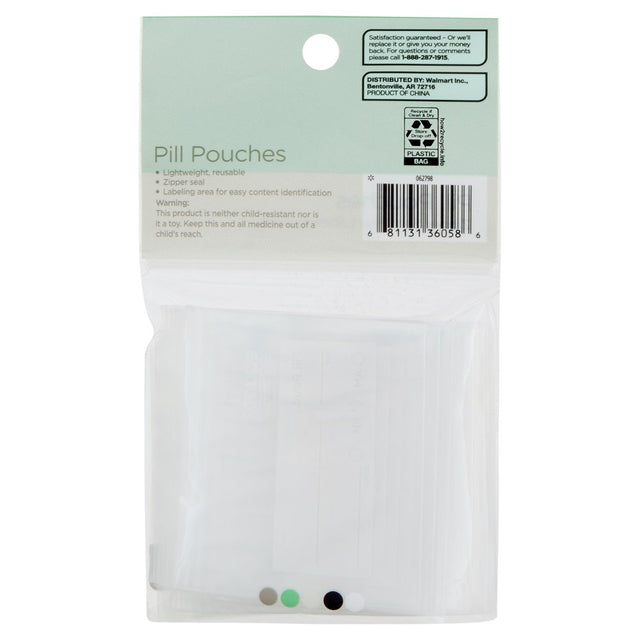 Equate Zipper Seal Pill Pouches, 50 Count