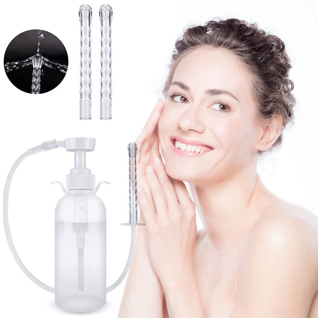 Kingfurt Silicone Vaginal Irrigator - Reusable Pudendal Syringe for Gynecological Health - Non-Allergenic & BPA Free - 9-Hole Spray Design