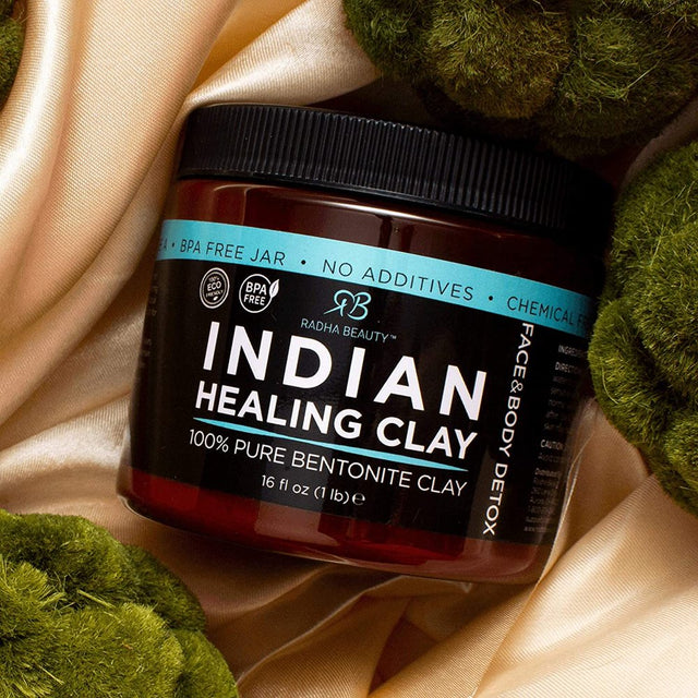 Indian Healing Clay Face & Body Mask - 100% Pure Bentonite Clay, 1Lb.