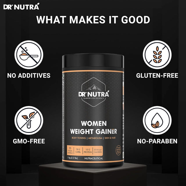 Dr.Nutra Women Weight Gainer for Increase Breast Muscle, Weight Gain and Mass Gain for Women - 500Gm , Chocolate Flavor