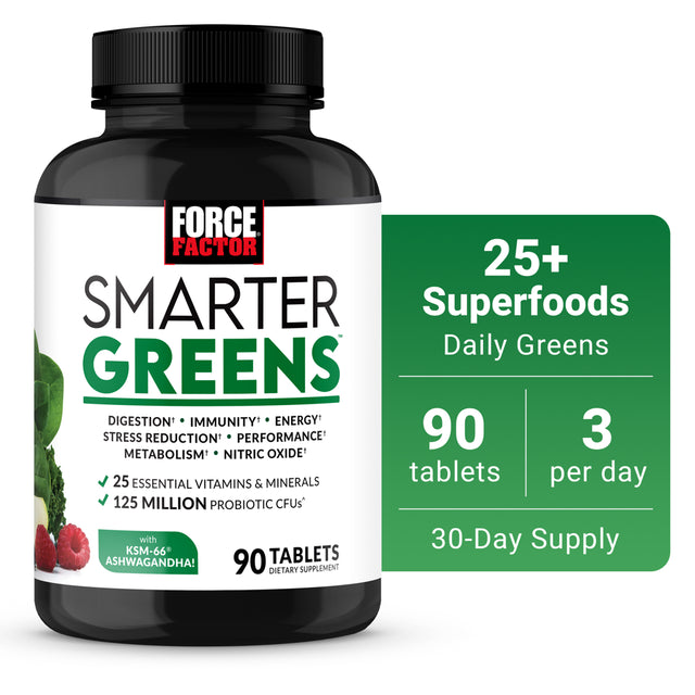 Force Factor Smarter Greens Tablets, Greens Superfood Supplement, 90 Tablets