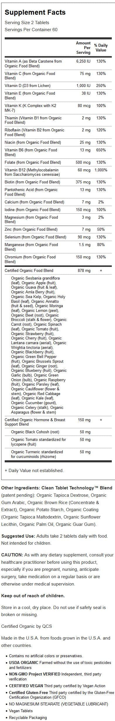 Garden of Life Mykind Organics Women'S 40+ Multi, 120 Tablets