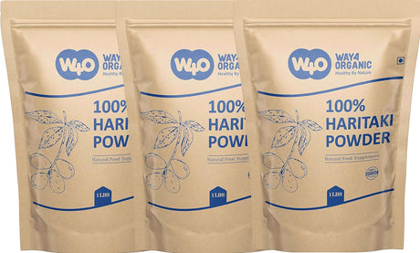 Haritaki Powder 48 Ounces (3 Pounds), Pack of 3, Terminalia Chebula (Kadukkai), Best Detoxification - Way4Organic