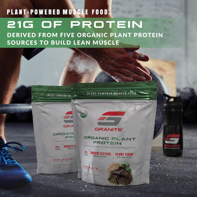 Granite® Organic Vegan Plant Protein (Unflavored) | 21G Complete Spectrum Protein to Build Lean Muscle | 5 Plant Sources: Pea, Pumpkin, Chia, Rice, Coconut Milk | No Gluten, Dairy or Soy | 1.8Lb