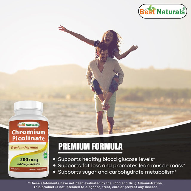2 Pack Best Naturals Chromium Picolinate 200 Mcg 240 Tablets