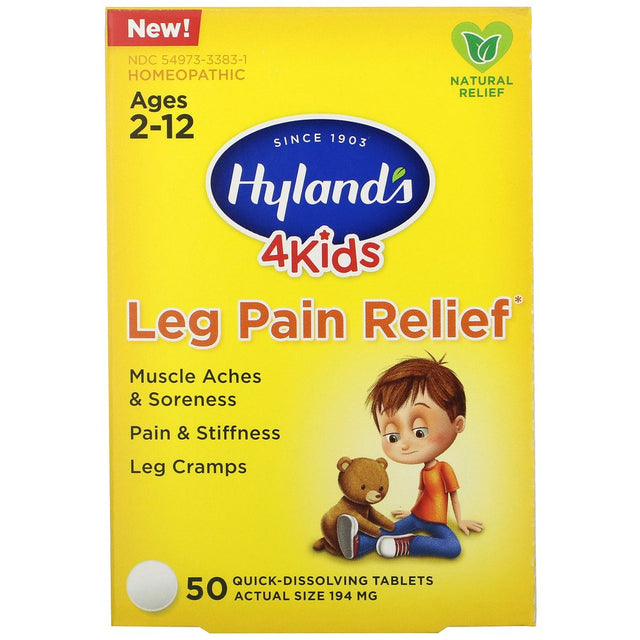 Hyland'S 4 Kids Leg Pain Relief, Natural Relief of Muscle Aches & Soreness, Stiffness, Leg Cramps, 50 Tablets.